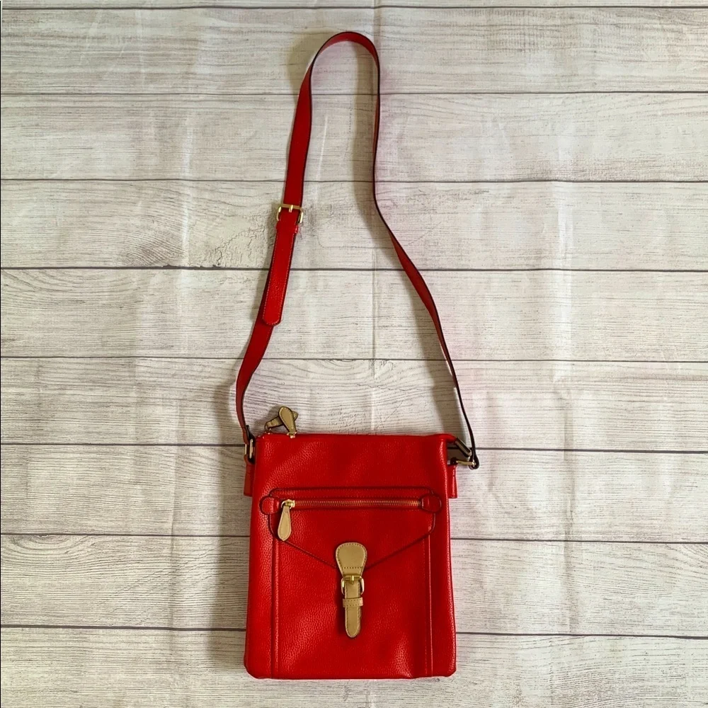 Charming Charlie Red Faux Cobbled Leather Crossbody Bag with Adjustable Strap